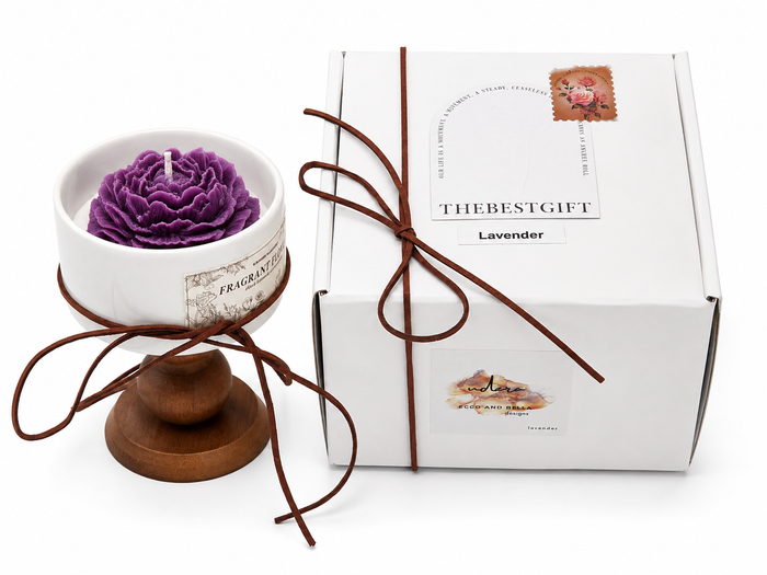 Udara Wood & Porcelain Scented Candle- Lavender