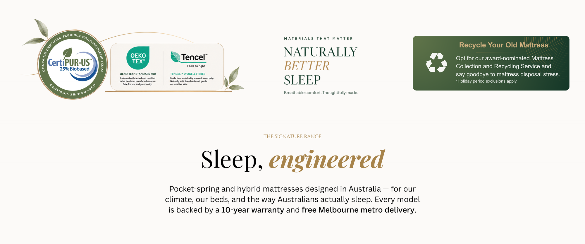 Sleep, engineered — pocket-spring and hybrid mattresses designed in Australia