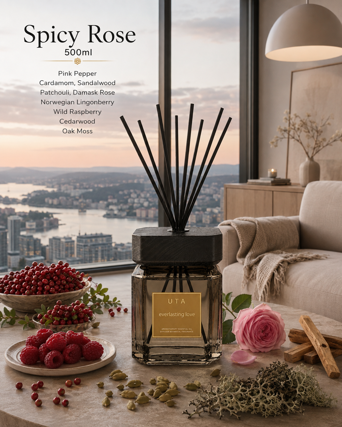 Everlasting Love 500ml Reed Diffuser-Spicy Rose