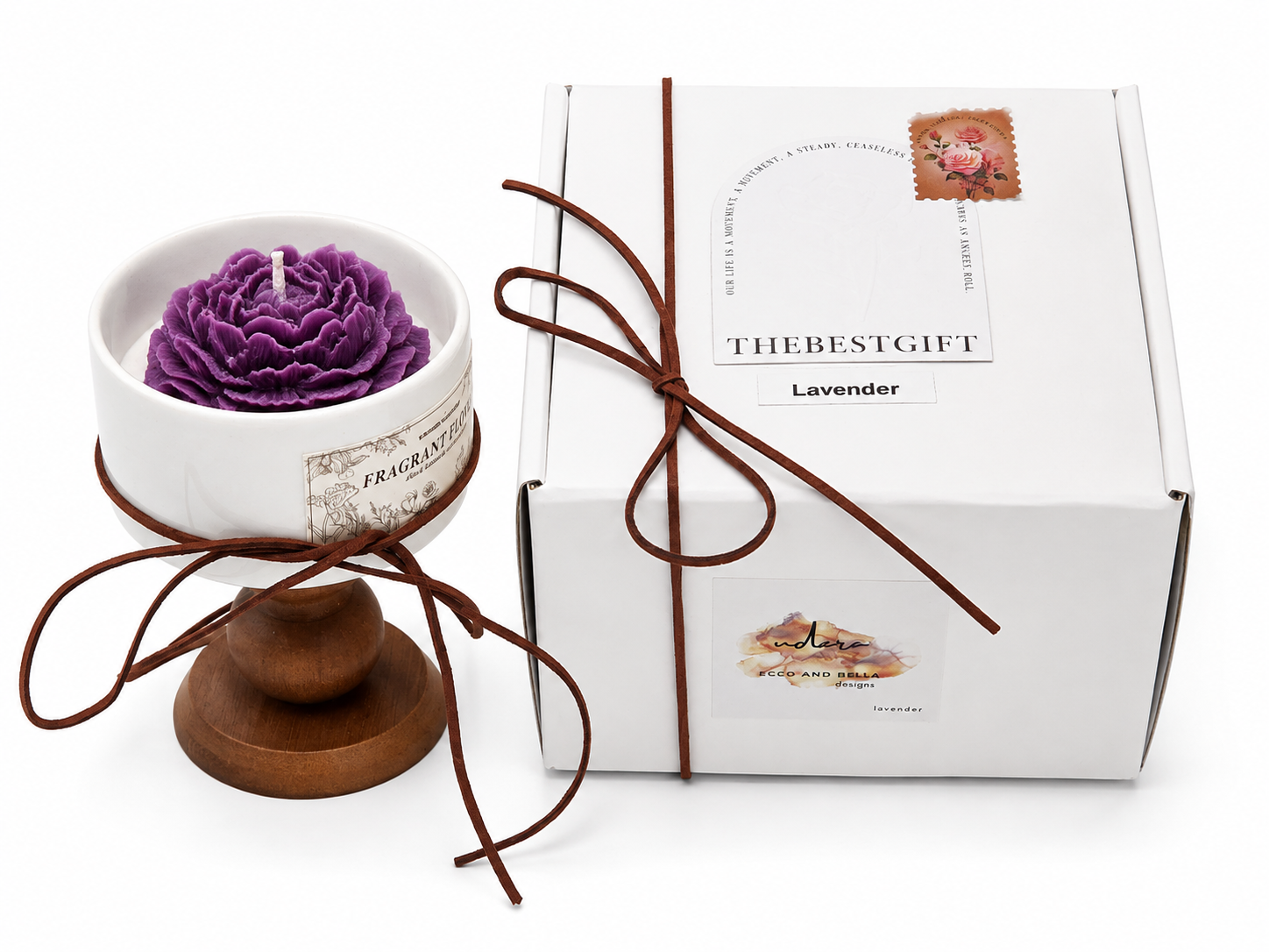 Udara Wood & Porcelain Scented Candle- Lavender