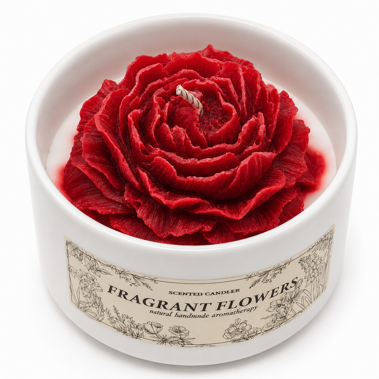 Udara Wood & Porcelain Scented Candle - Red Orchid