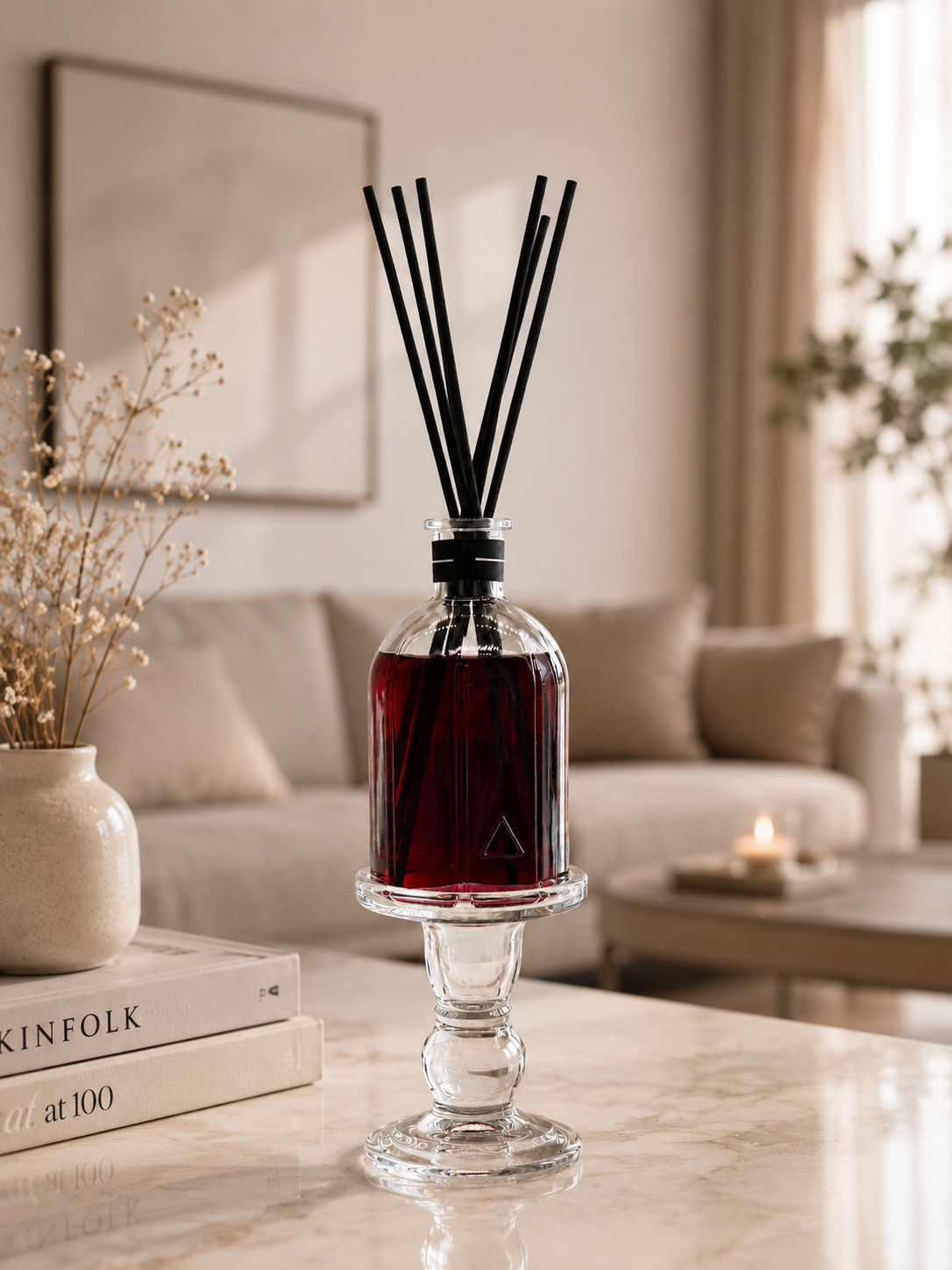 Candle and Reed Diffuser Stand-Glass & Metal