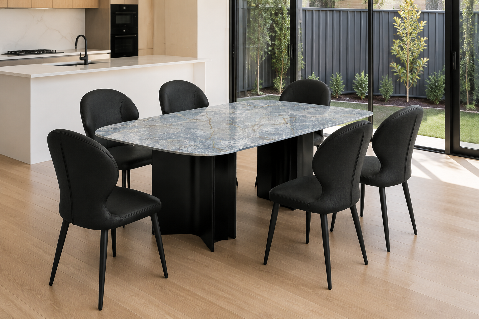 Lumi &amp; Aston Noir 7-Piece Dining Set